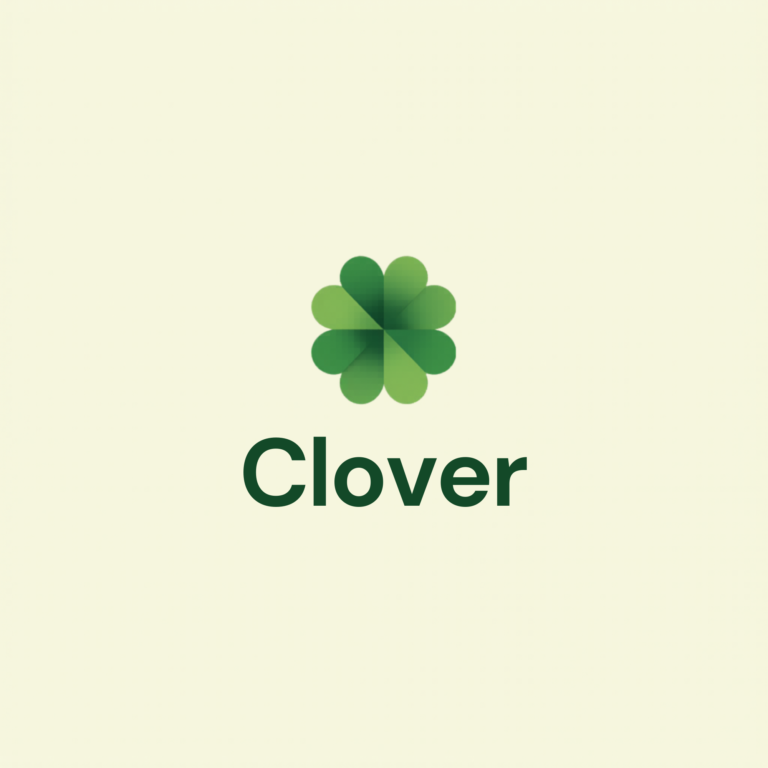 Sleek Four-Leaf Clover Logo with Angular Design